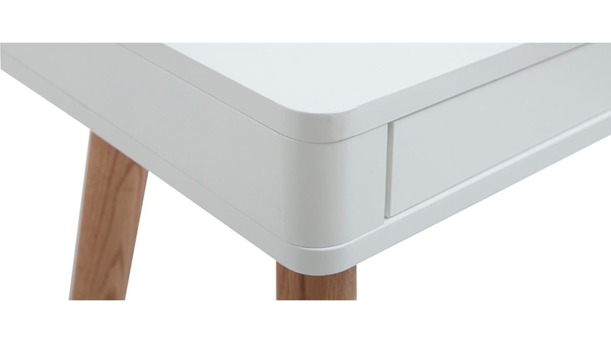 Bureau avec tiroir scandinave blanc et bois clair chêne L115 cm TOTEM