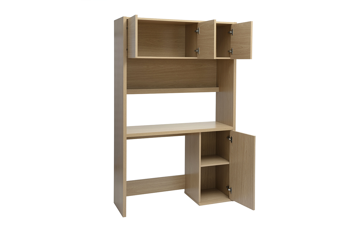 Bureau bibliothque avec rangements finition bois clair chne L115 cm WISSEM