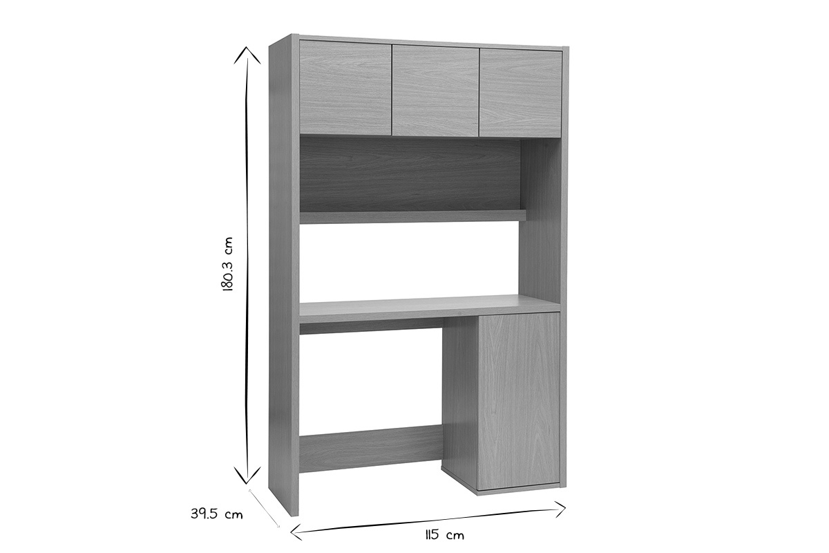Bureau bibliothque avec rangements finition bois clair chne L115 cm WISSEM
