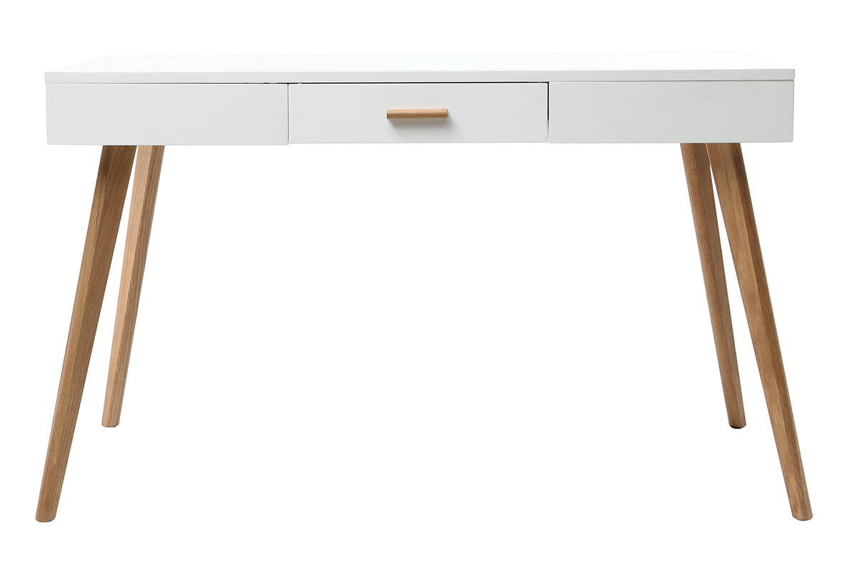 Bureau chne et blanc avec tiroir L120 cm GILDA