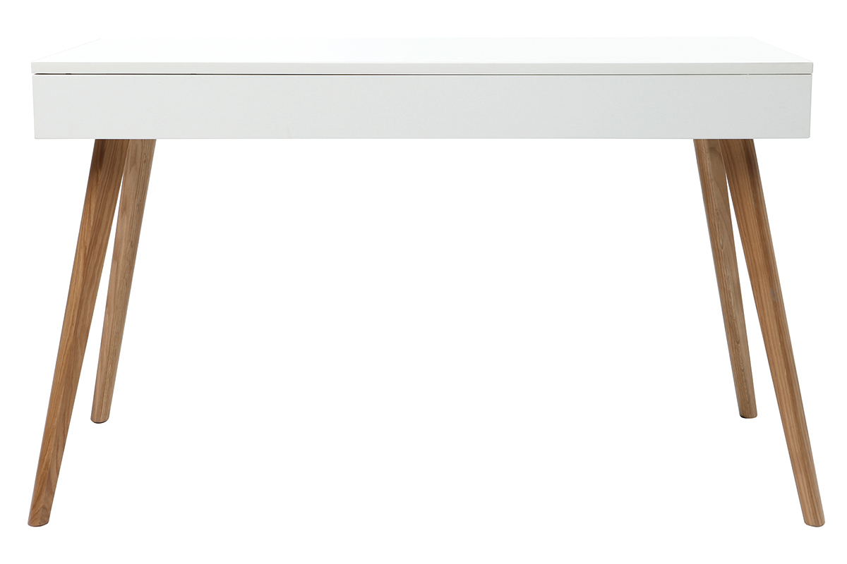 Bureau chne et blanc avec tiroir L120 cm GILDA