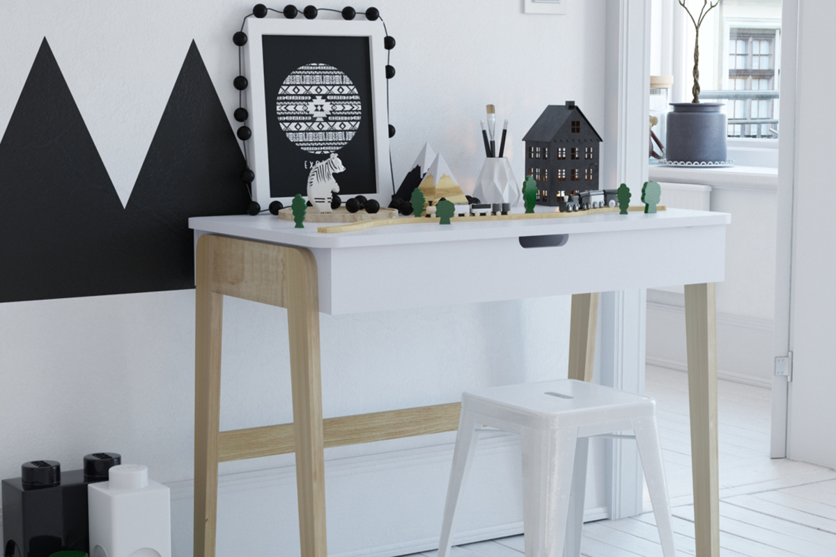 Bureau - Coiffeuse enfant scandinave avec miroir CLASS