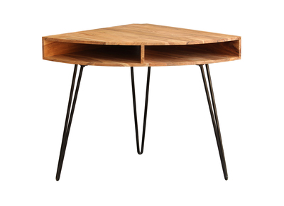 Bureau d'angle avec rangements bois massif et métal noir L75 cm GOSBY