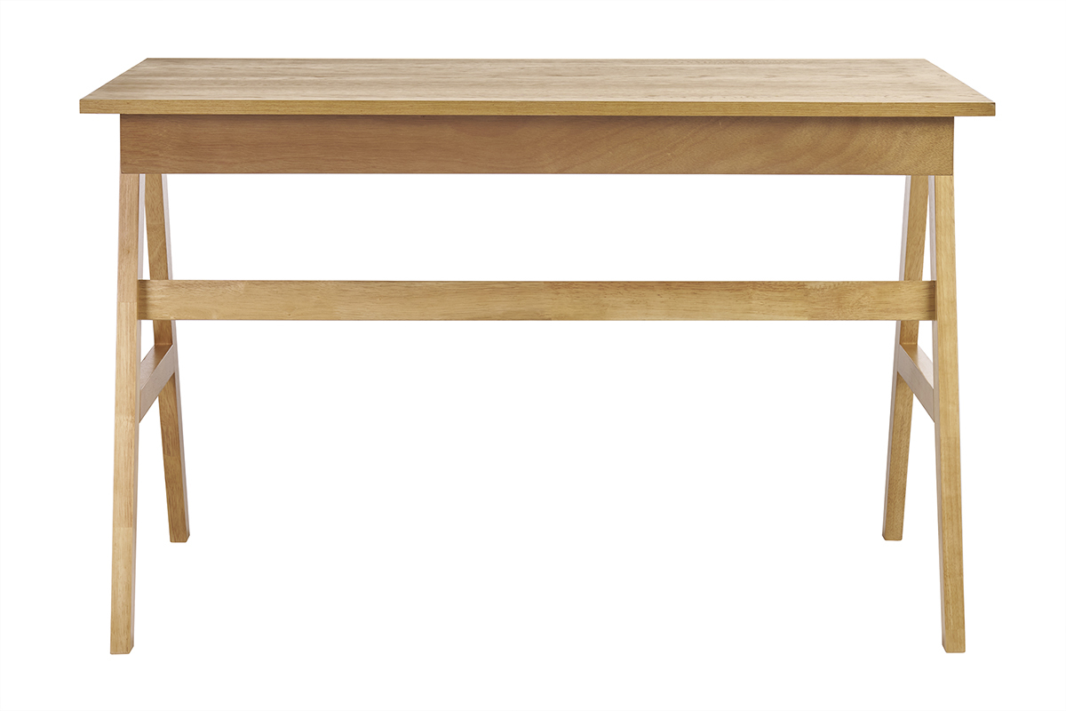 Bureau design avec rangements 2 tiroirs bois clair hva L120 cm BROOK