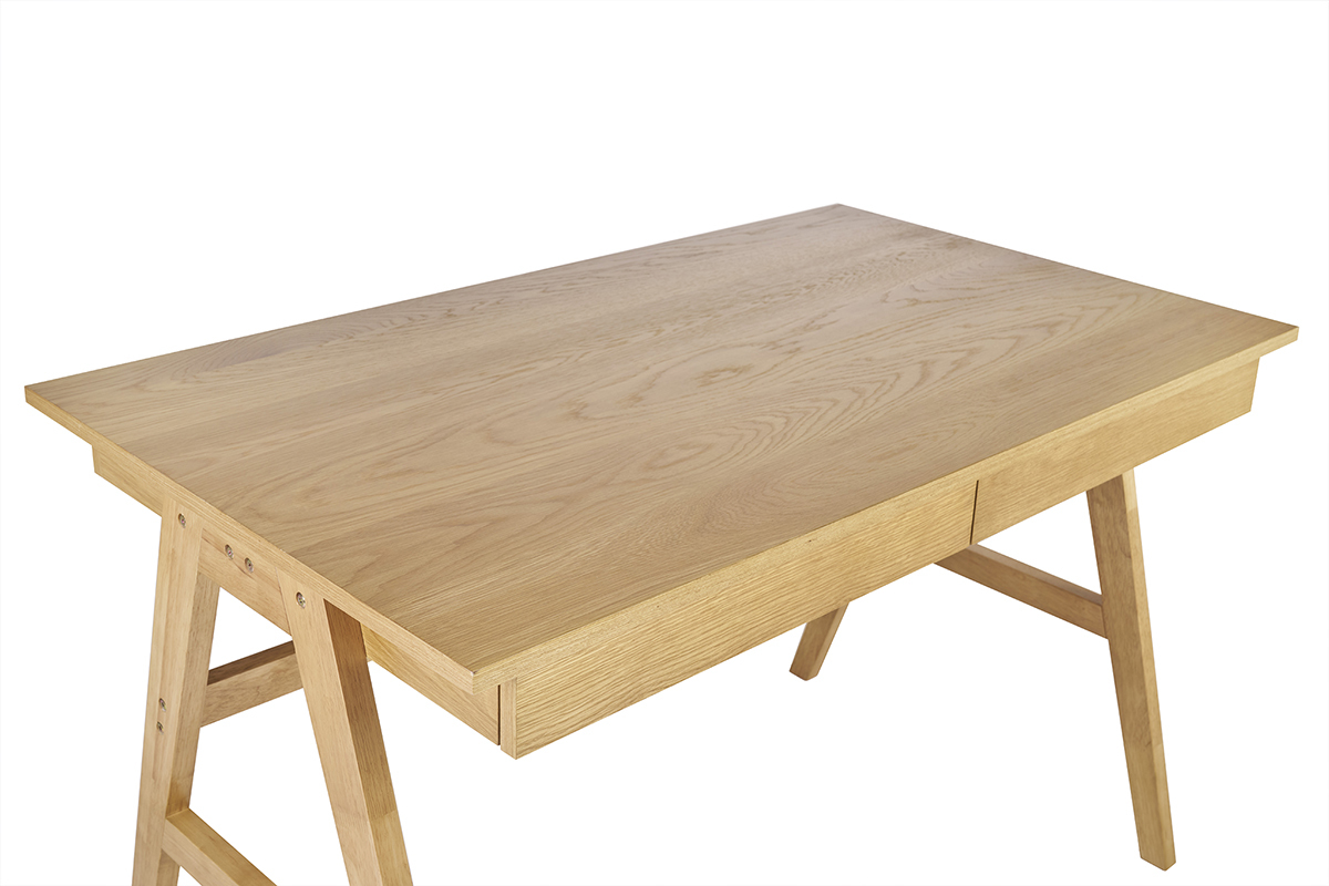 Bureau design avec rangements 2 tiroirs bois clair hva L120 cm BROOK