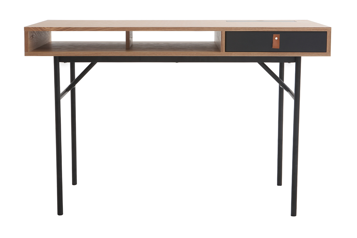 Bureau design avec rangements bois ch�ne et noir OFICI