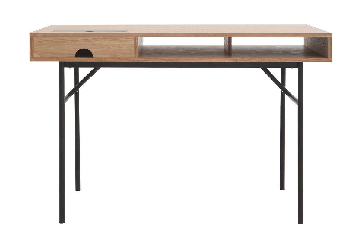 Bureau design avec rangements bois ch�ne et noir OFICI