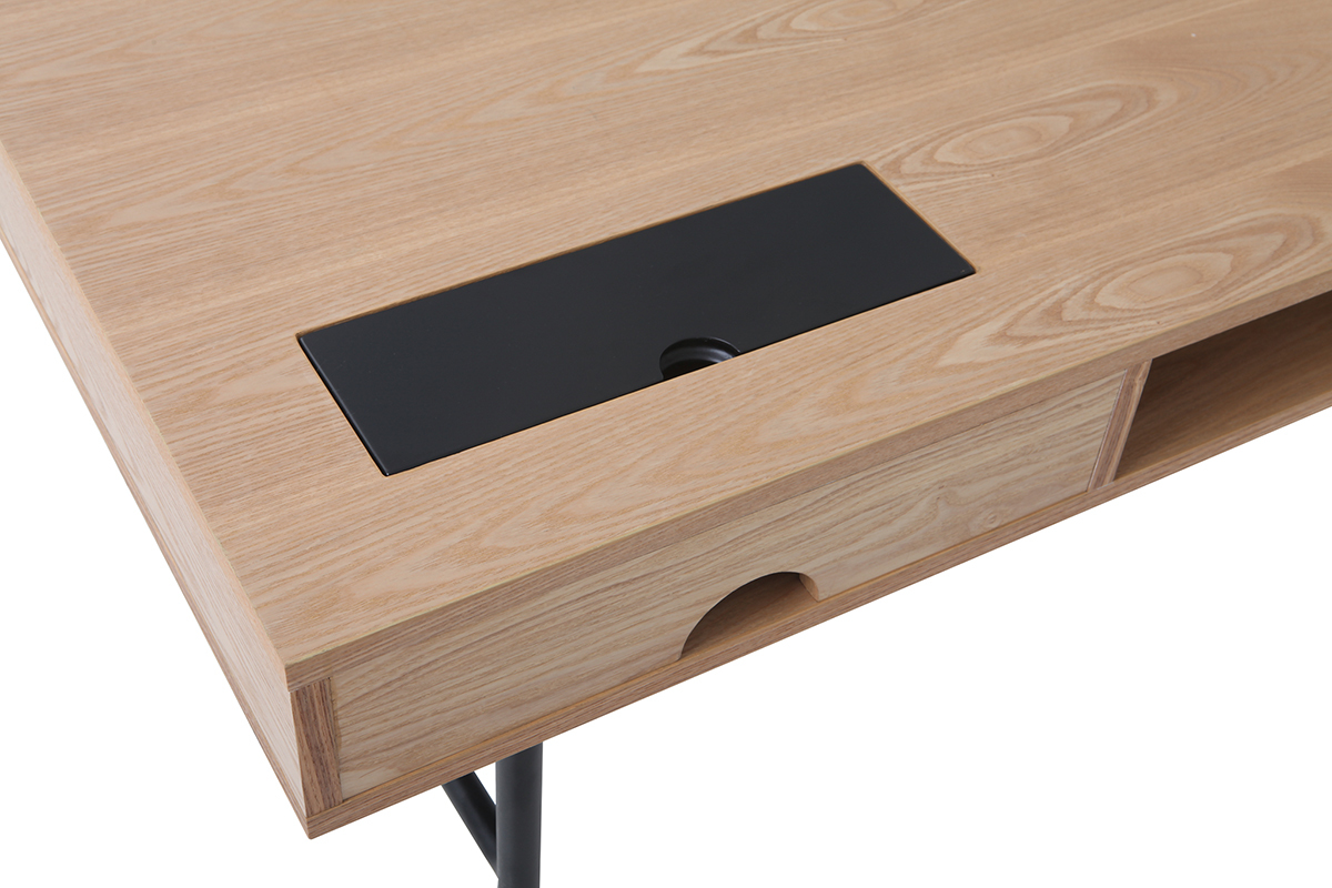 Bureau design avec rangements bois ch�ne et noir OFICI