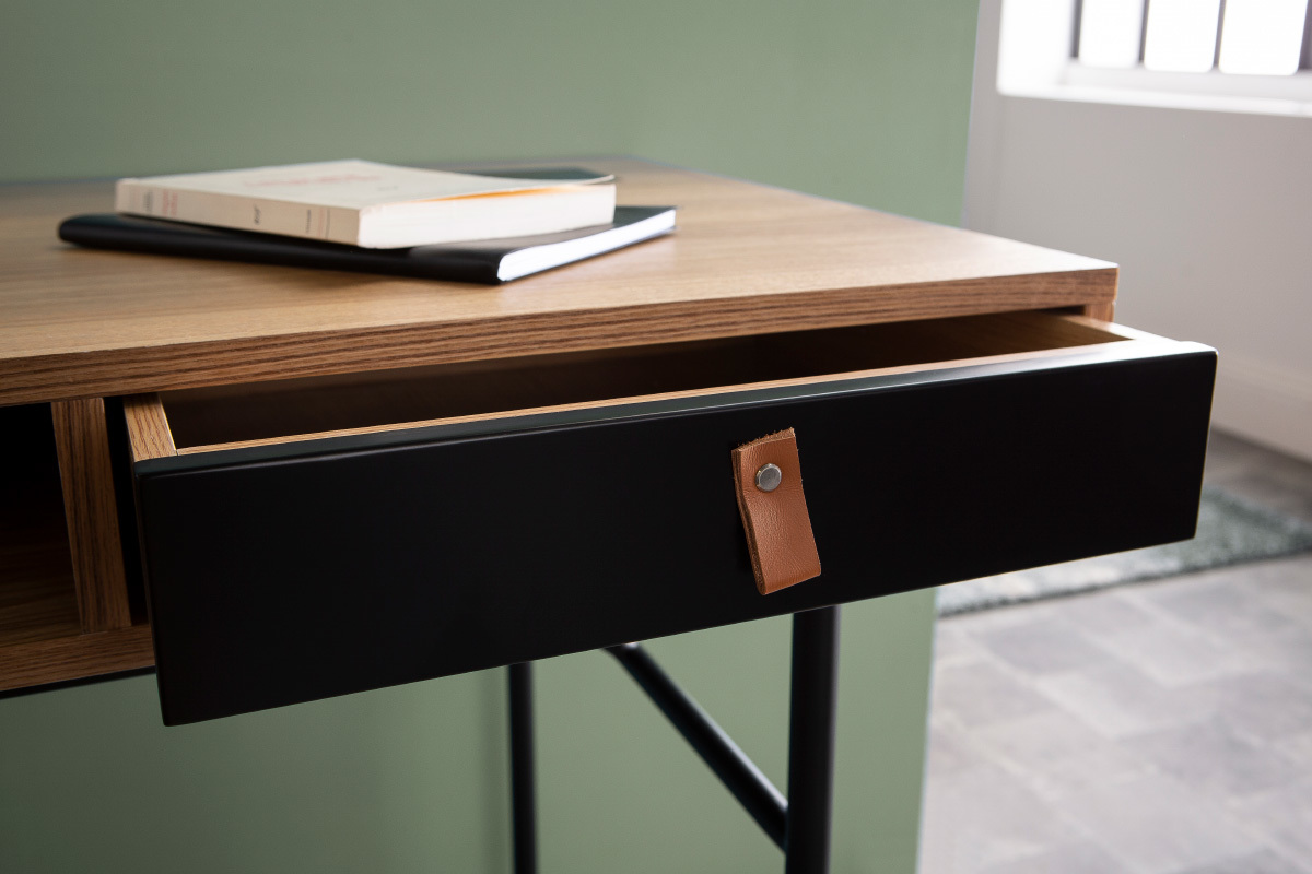 Bureau design avec rangements bois ch�ne et noir OFICI