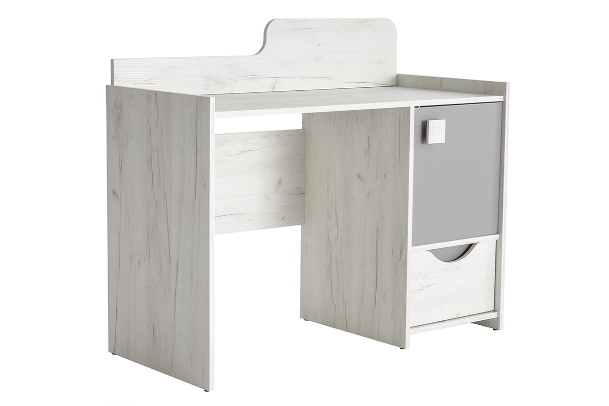 Bureau design avec rangements fr�ne blanc et gris TOM