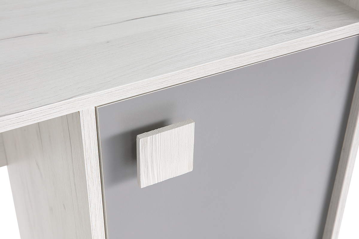 Bureau design avec rangements fr�ne blanc et gris TOM