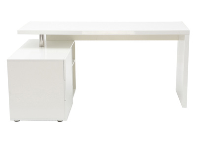 Bureau design blanc laqu&eacute; rangements &agrave; gauche MAXI