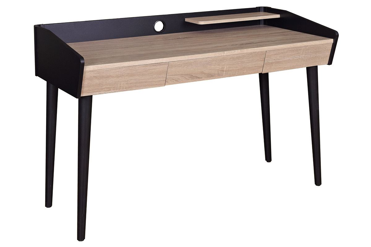 Bureau design bois et noir avec tiroir NOTHOMB