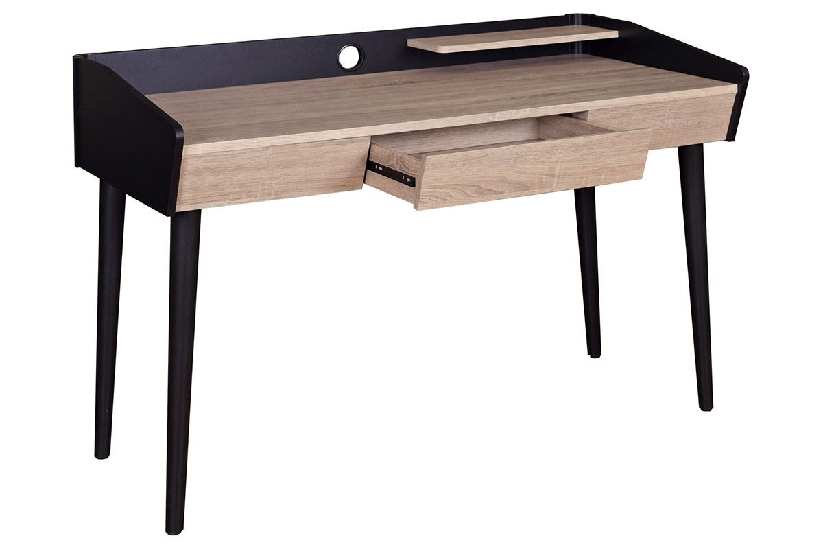 Bureau design bois et noir avec tiroir NOTHOMB