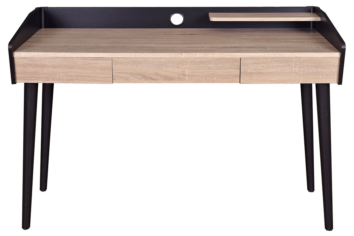 Bureau design bois et noir avec tiroir NOTHOMB