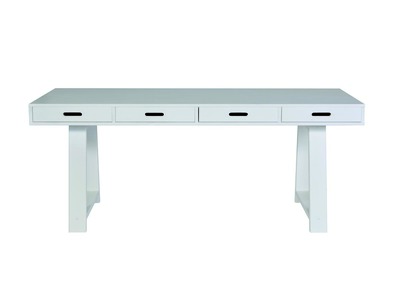 Bureau design en bois blanc cass&eacute; 4 tiroirs r&eacute;versibles L178 ARCOS