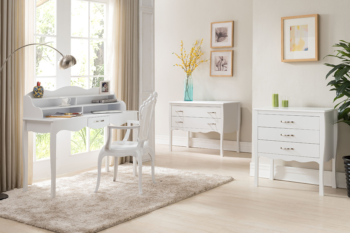 Bureau design laqu� blanc MARGOT