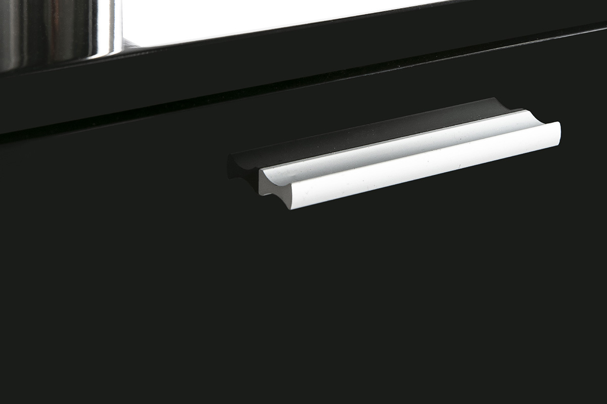 Bureau design laqu brillant noir 2 tiroirs LEXI