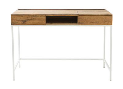 Bureau design manguier massif et m&eacute;tal blanc BOHO