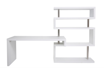 Bureau design modulable blanc laqu&eacute; brillant T-MAX