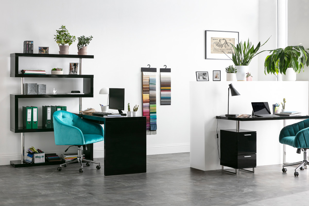 Bureau design modulable noir laqu� brillant T-MAX