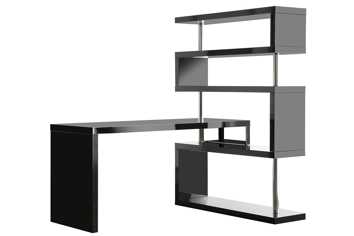 Bureau design modulable noir laqu� brillant T-MAX