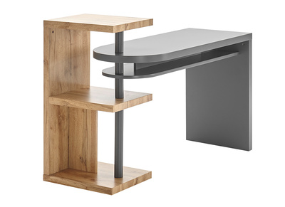Bureau design pivotant avec rangements gris et bois SWIPE