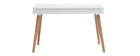 Bureau design scandinave blanc et bois L115 cm TOTEM