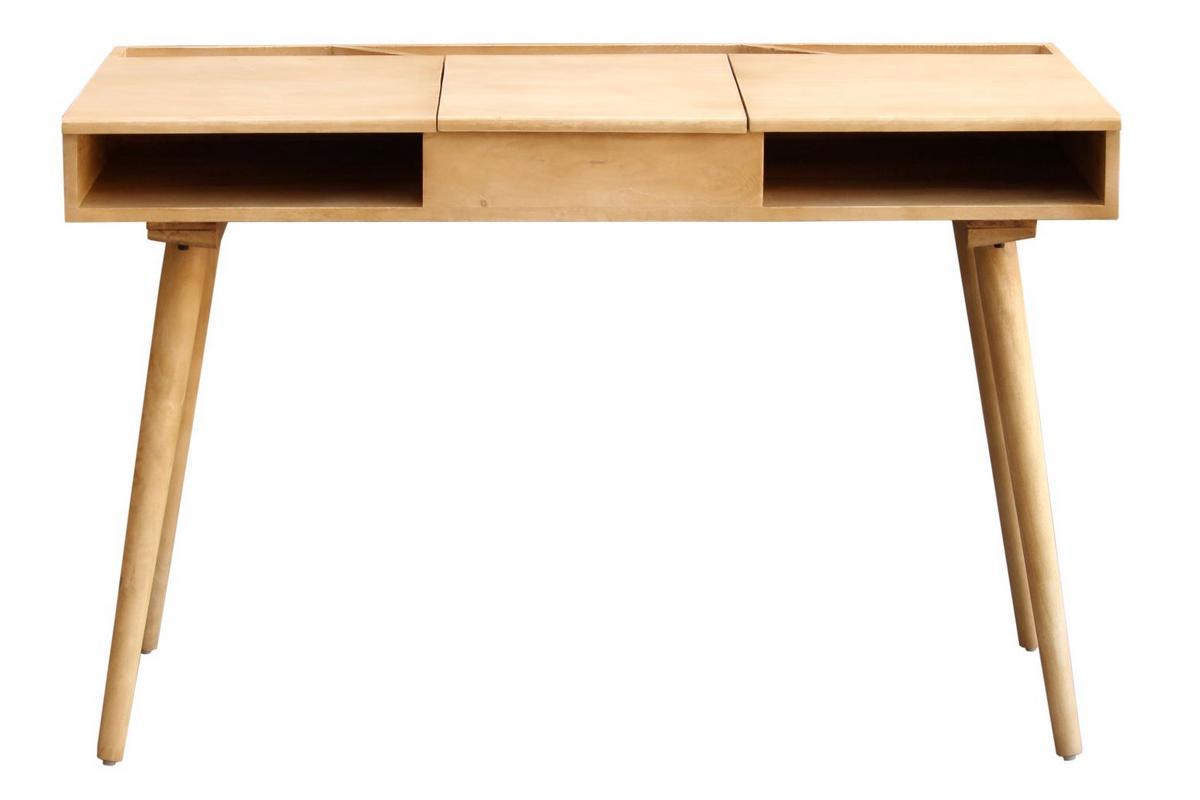 Bureau en manguier avec rangement et miroir L120 cm PACITO