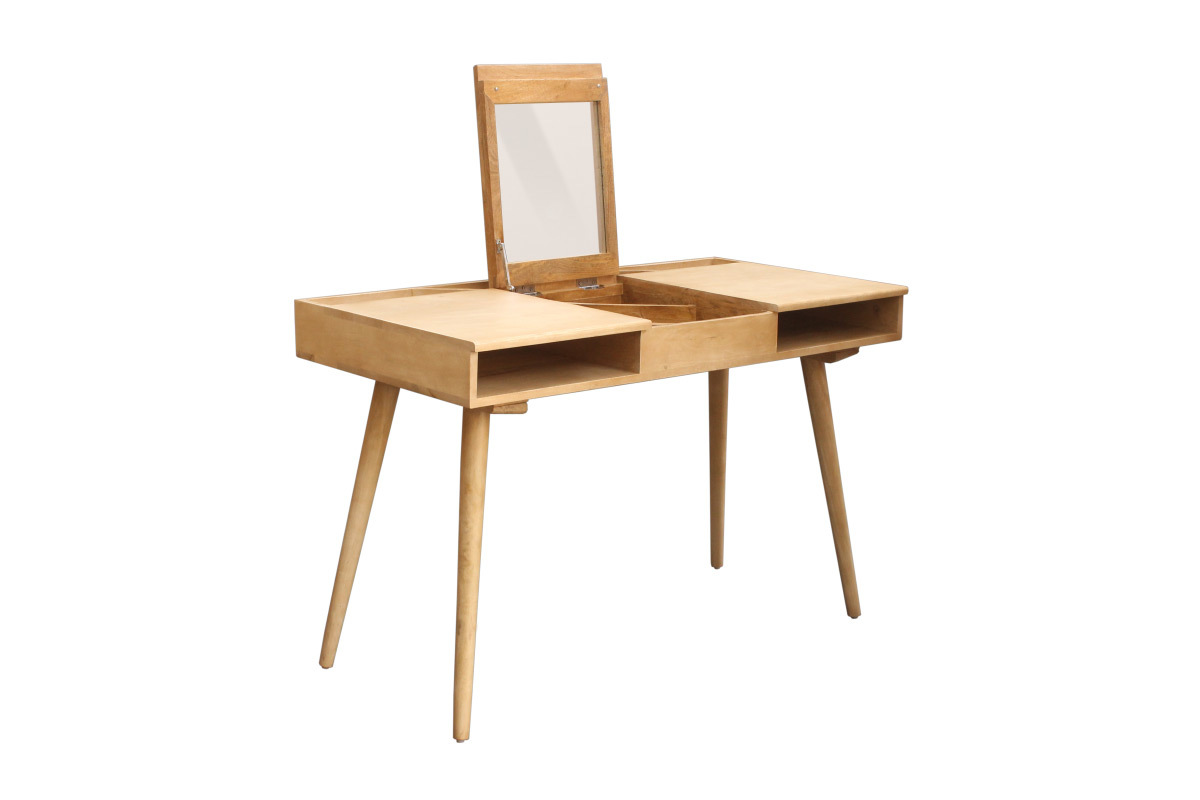Bureau en manguier avec rangement et miroir L120 cm PACITO