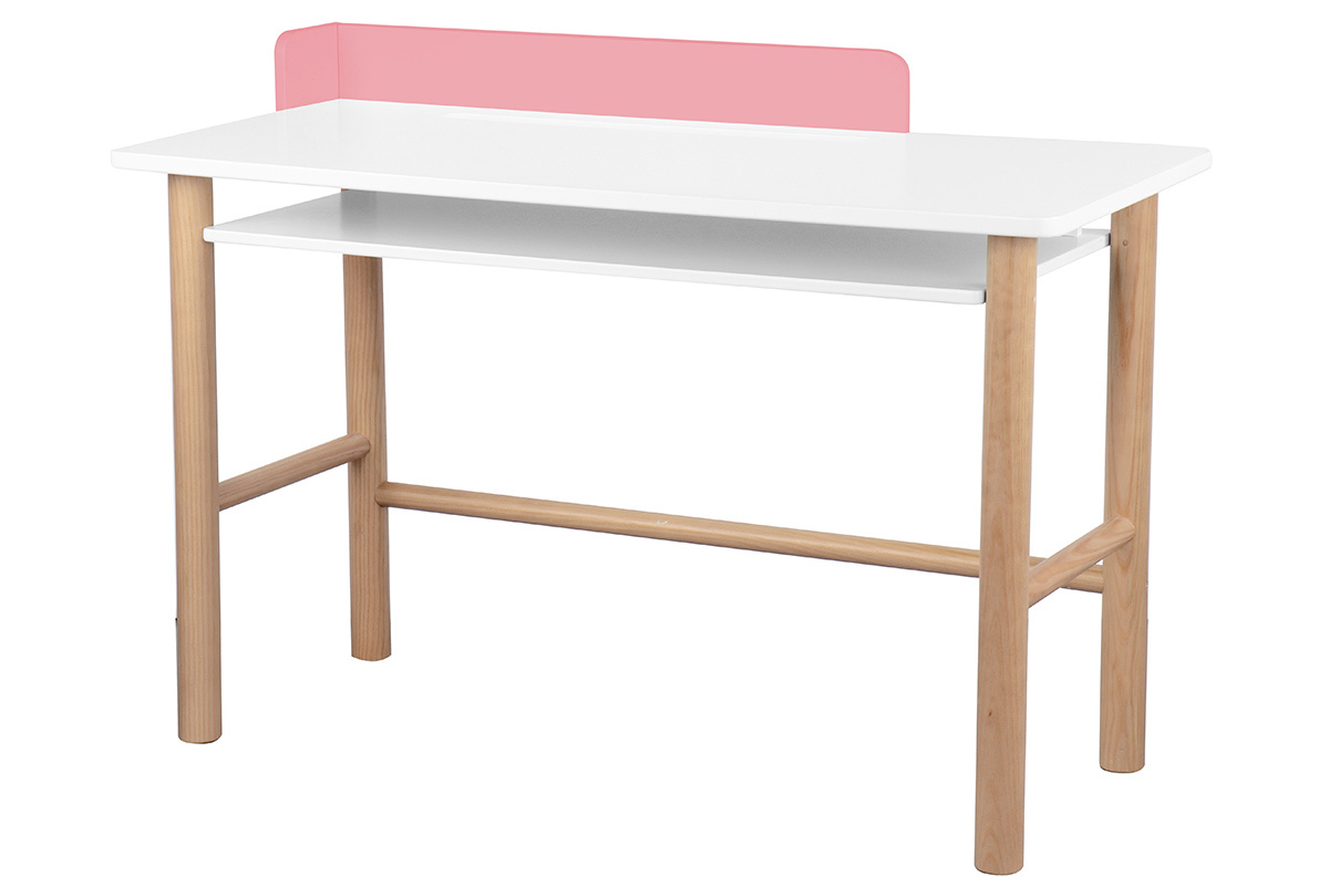Bureau enfant avec banc rose et bois clair BERTY