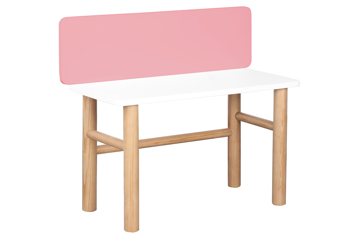 Bureau enfant avec banc rose et bois clair BERTY
