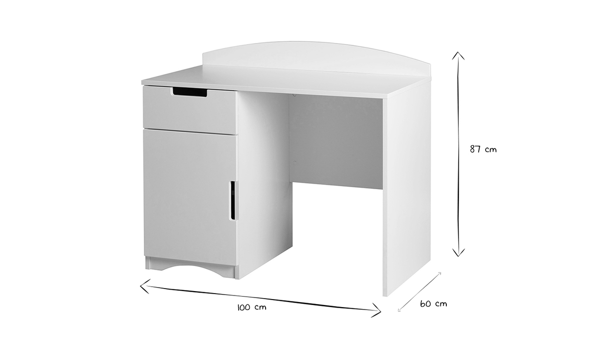 Bureau enfant avec rangements scandinave blanc L100 cm ANTONIN