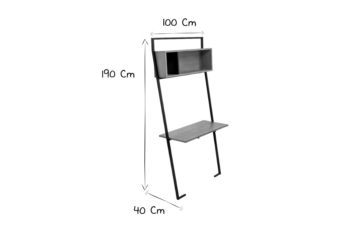 Bureau - tagre bois et mtal noir SERAH