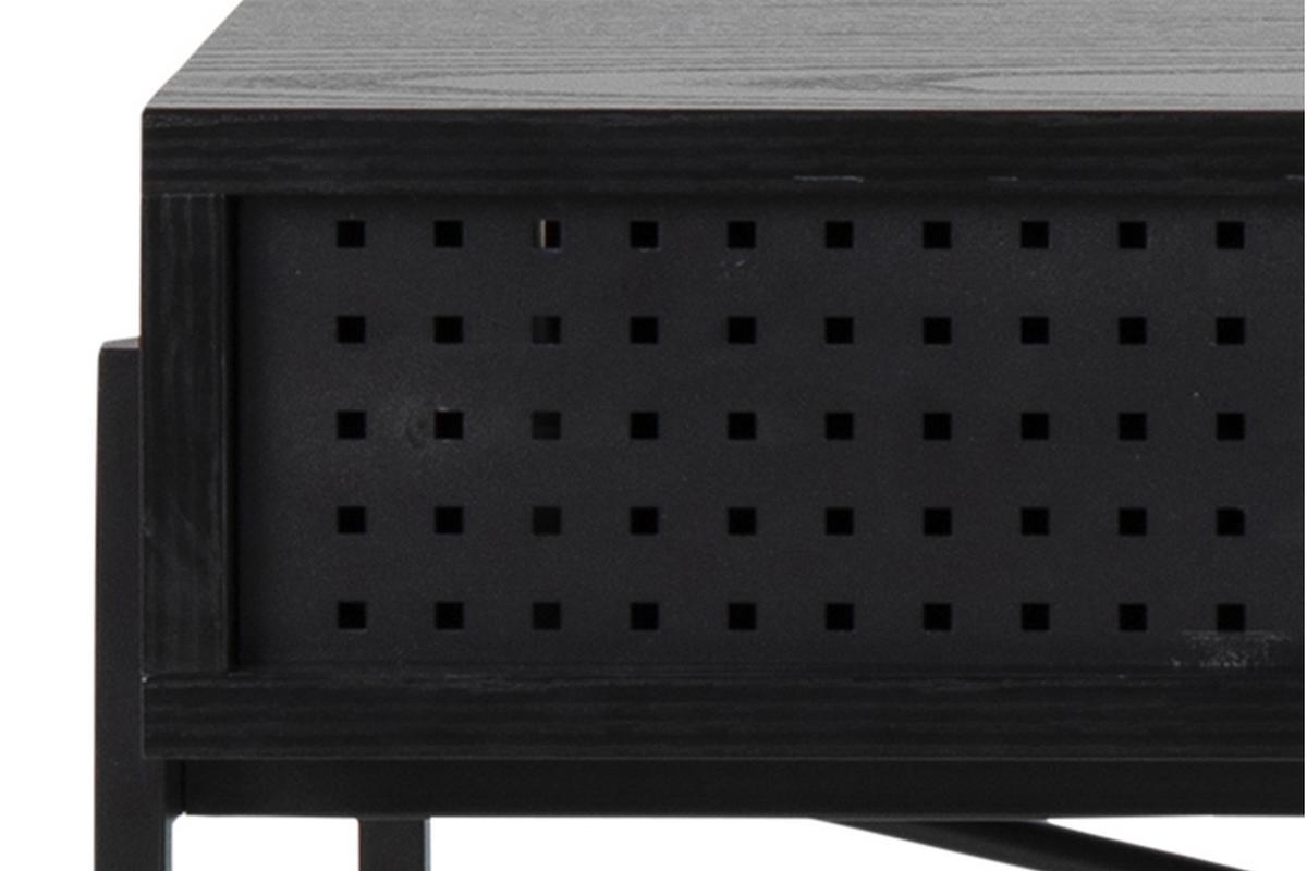 Bureau industriel avec porte perfor�e bois et m�tal noir L110 cm MAO