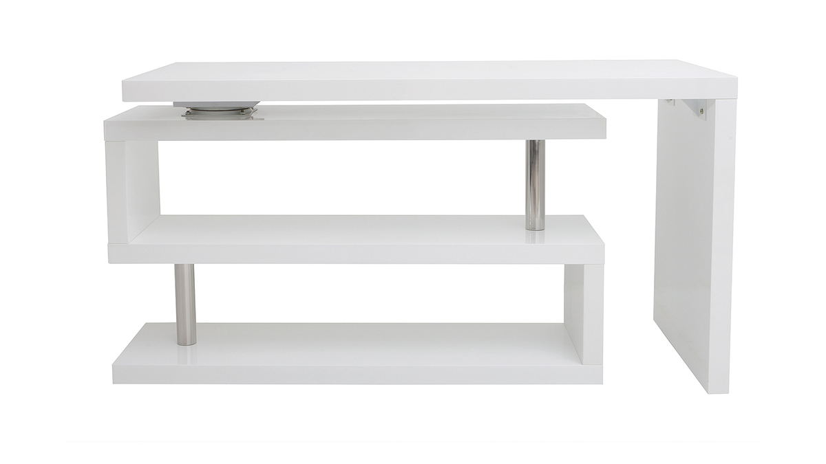 Bureau modulable design blanc laqu L140-218 cm MAX