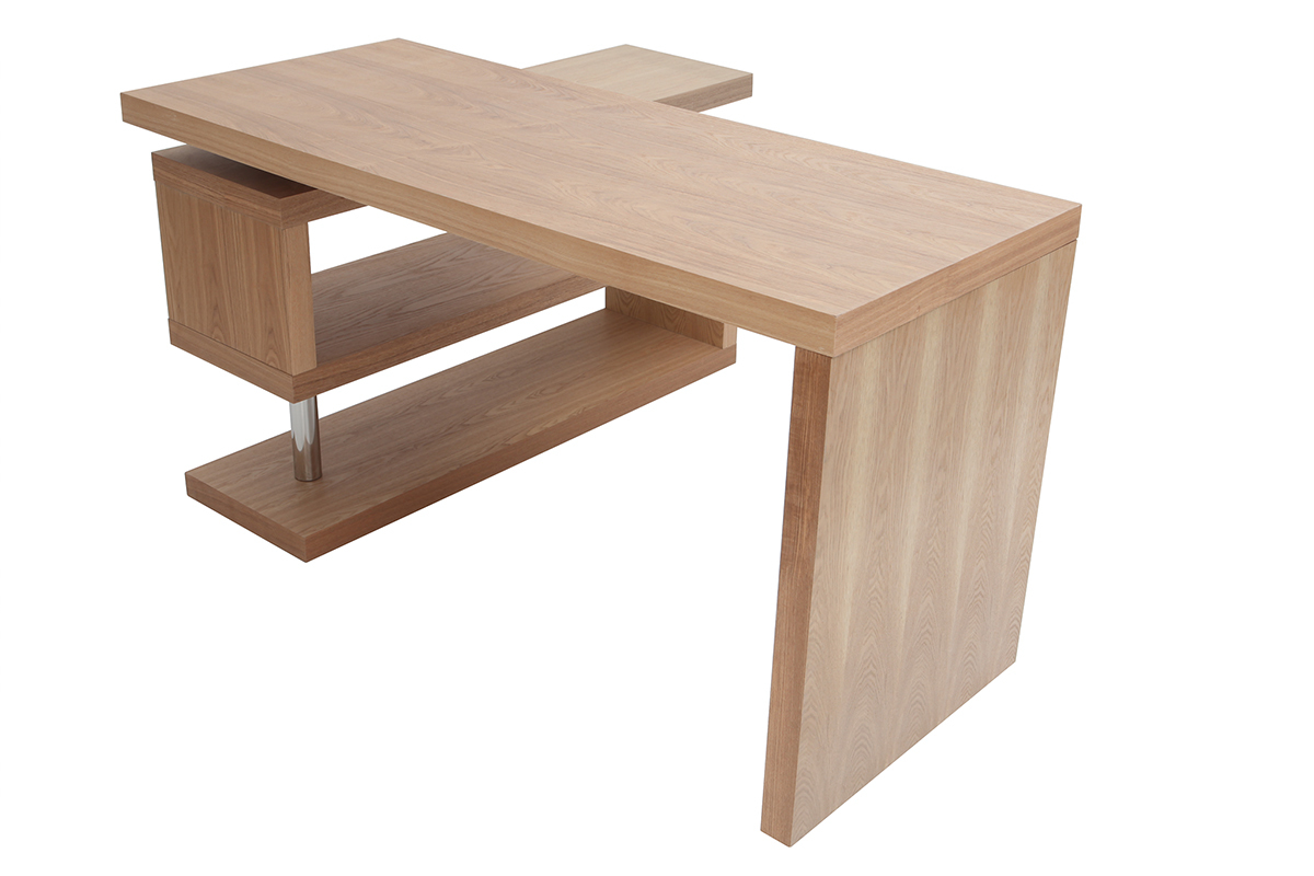 Bureau modulable design en bois clair chne L140-214 cm MAX