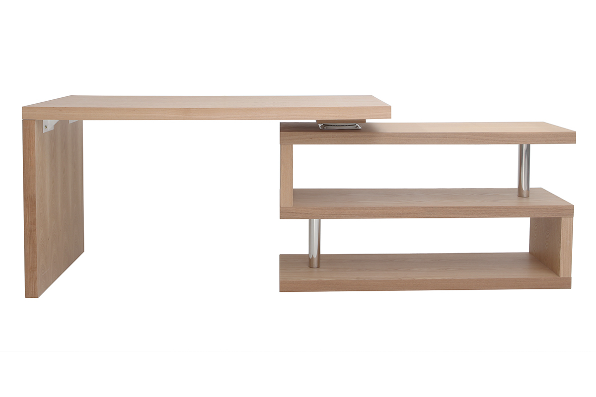 Bureau modulable design en bois clair chne L140-214 cm MAX