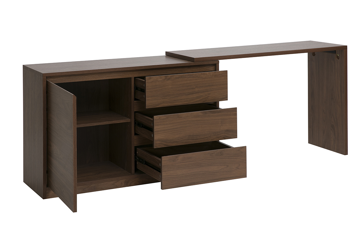 Bureau modulable finition bois fonc� noyer L110-200.5 cm CONRAD
