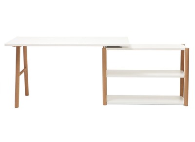 Bureau pivotant design scandinave blanc et ch&ecirc;ne GILDA