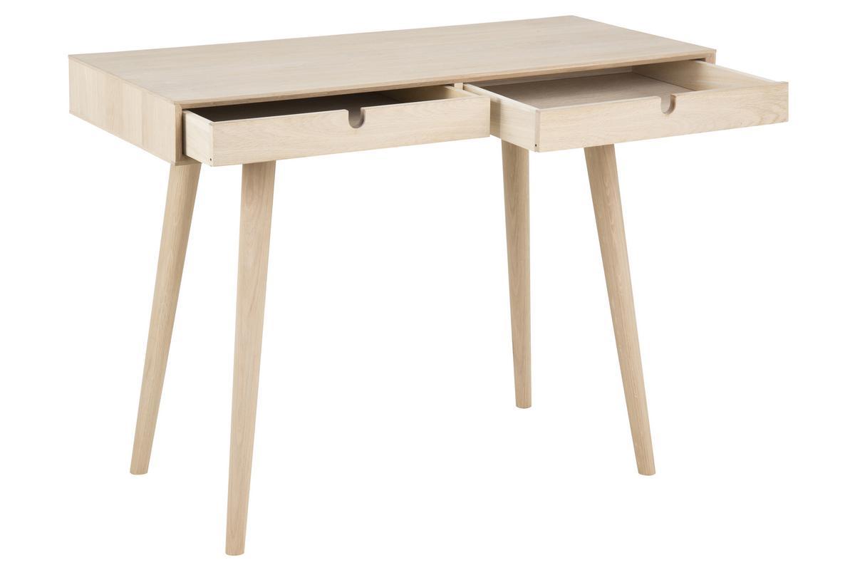 Bureau scandinave 2 tiroirs finition chne L100 cm NOHOLI