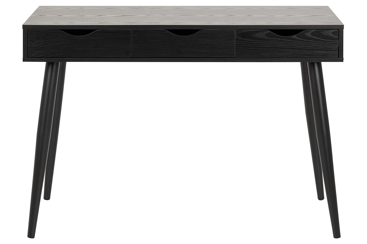 Bureau scandinave 3 tiroirs noir mat BALZAC