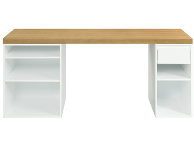 Bureau scandinave avec caissons ouverts et tiroir blancs RACKEL