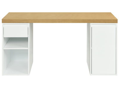 Bureau scandinave avec tiroir et caisson ferm&eacute; blancs RACKEL