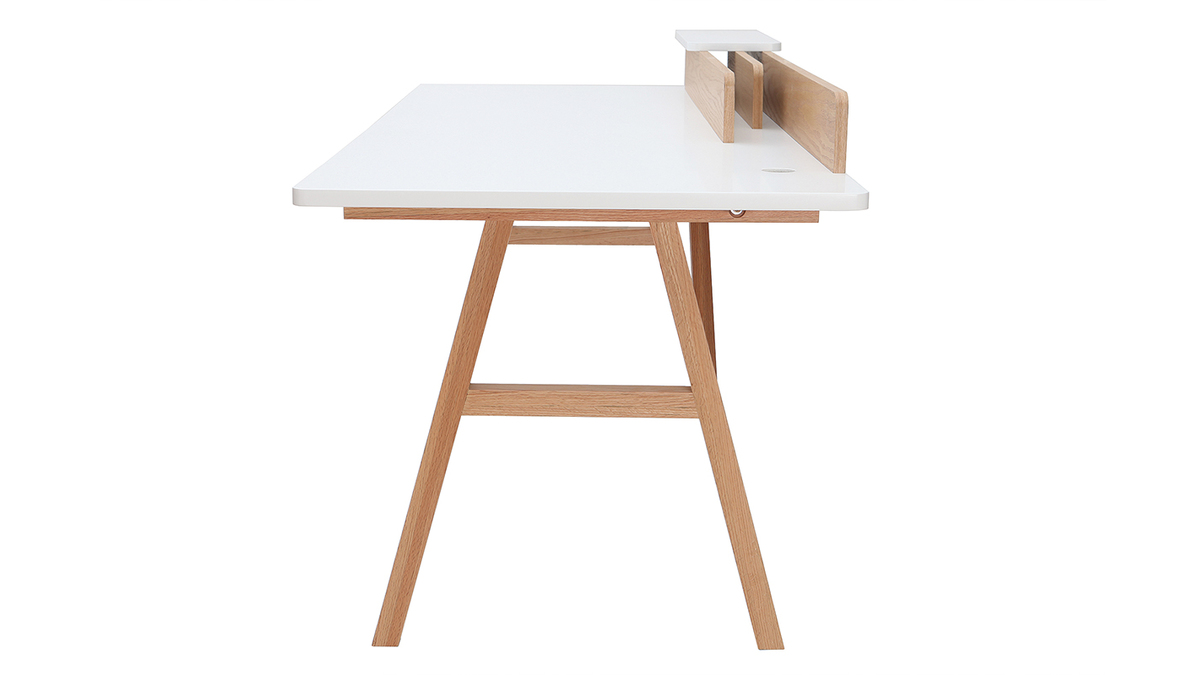 Bureau scandinave bois clair chne et blanc L180 cm TOGARY