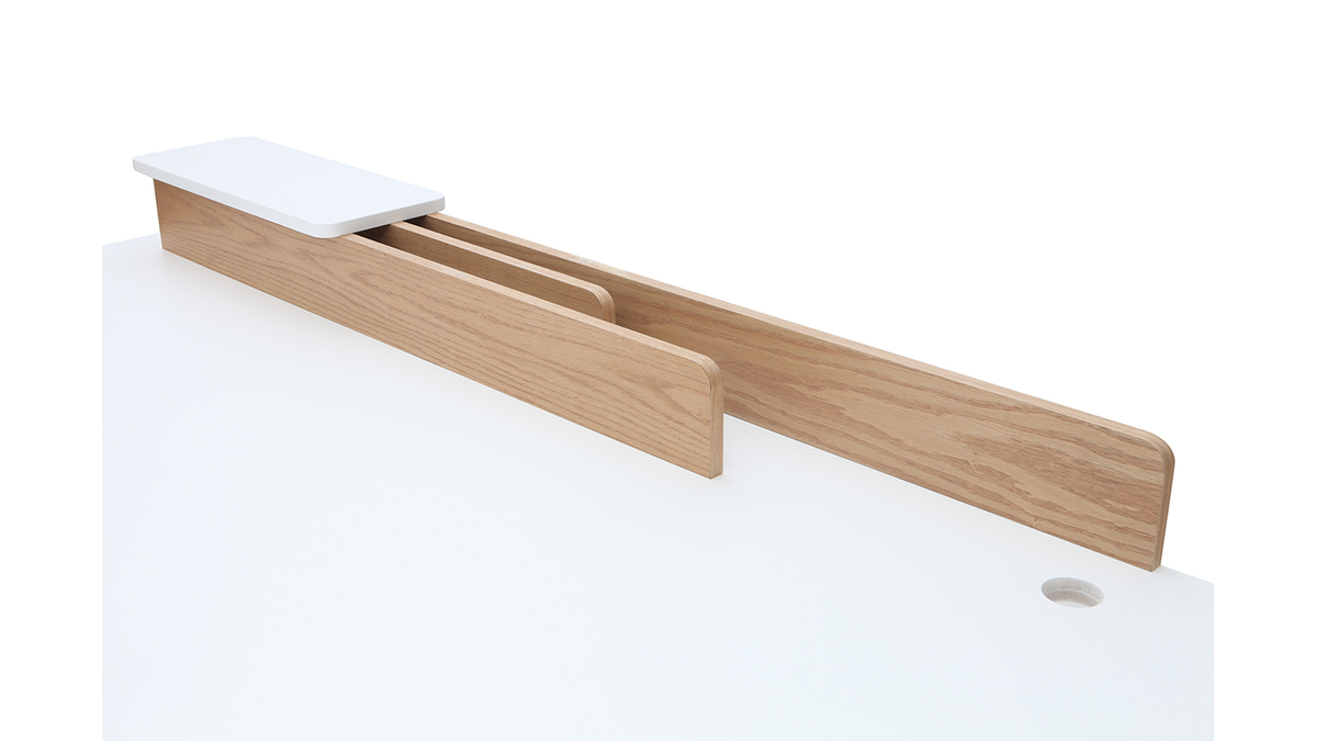 Bureau scandinave bois clair chêne et blanc L180 cm TOGARY