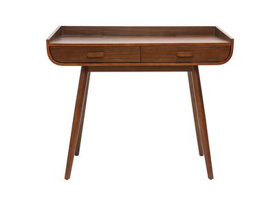 Bureau scandinave bois foncé avec rangements 2 tiroirs L100 cm HALLEN
