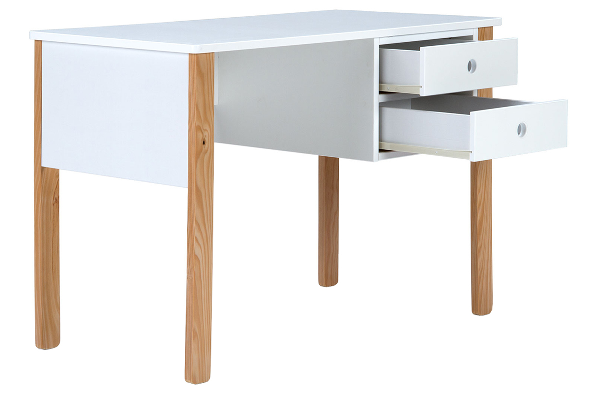 Bureau scandinave enfant blanc et bois PITI