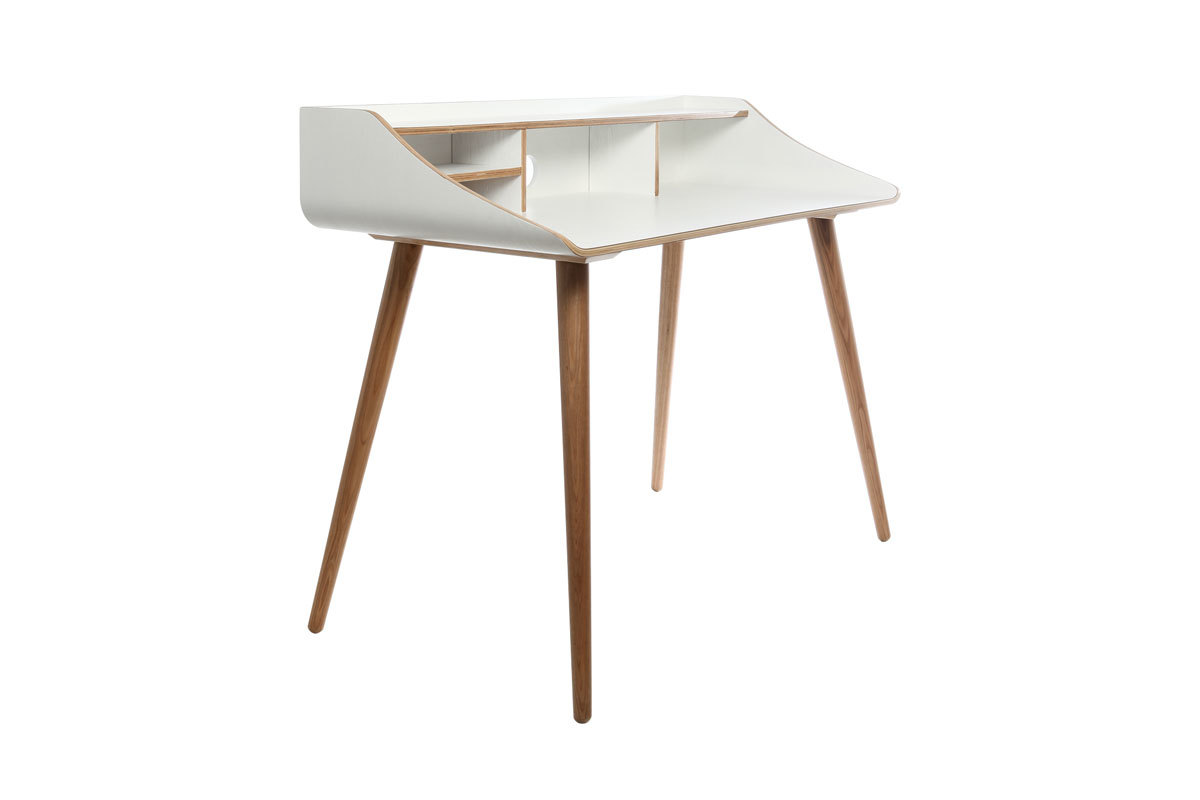 Bureau scandinave finition bois teint� blanc NORDECO