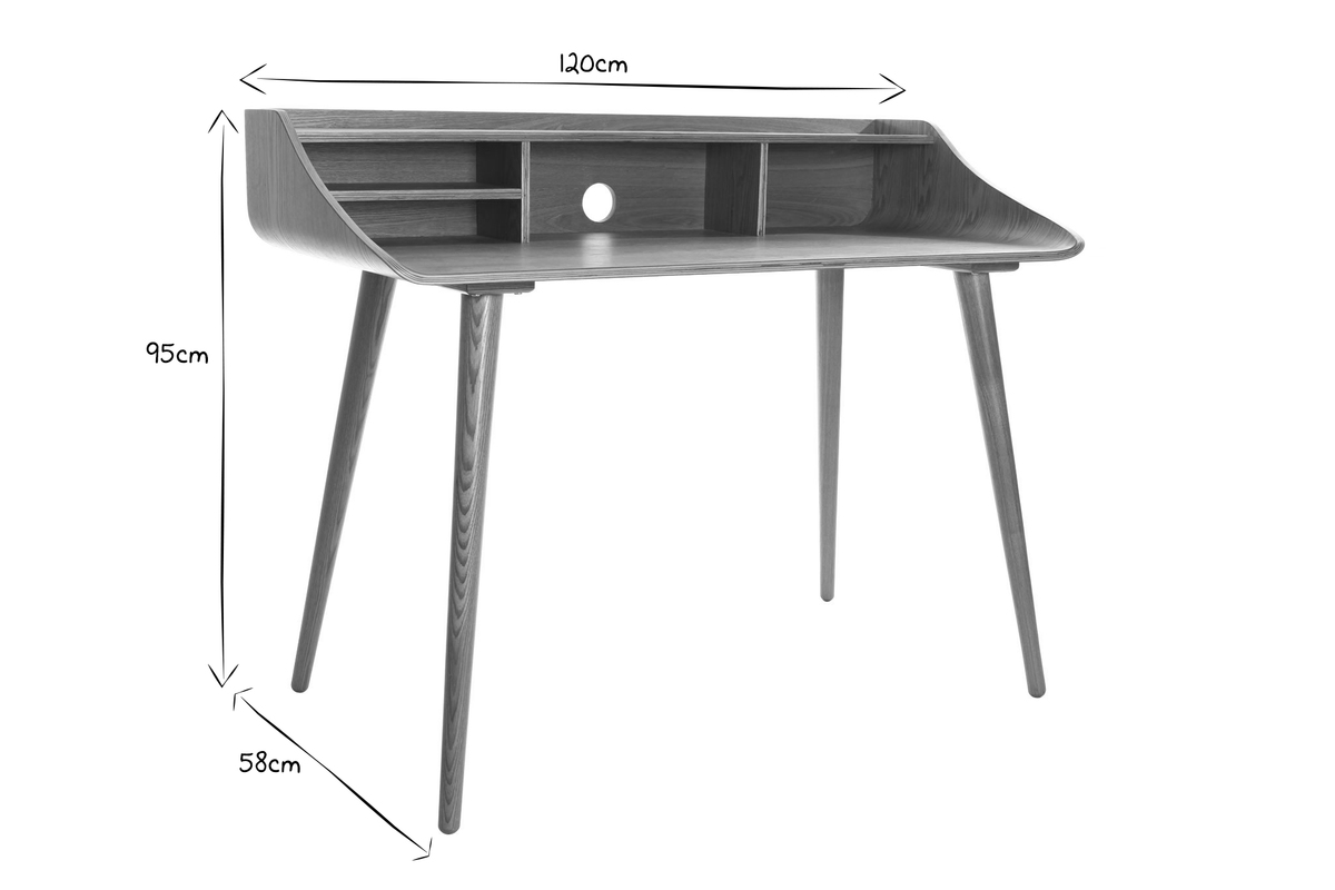 Bureau scandinave finition bois teint� blanc NORDECO